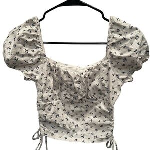 Hollister Floral Sidecinch Puff Sleeve Top